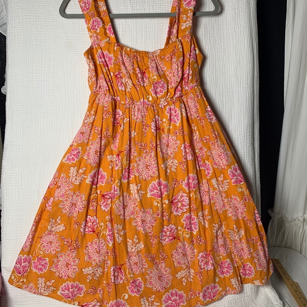 Old Navy Orange Floral Sundress with Pink Print